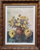 F. Dezideriu-Gutui şi vas de lut cu crizanteme, acuarelă, Flori, Acuarela, Realism
