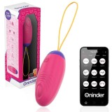 Ou vibrator ONINDER Love Pleasure Fun Colors, control prin aplicație, cu funcție de vibrații &icirc;n valuri, din silicon, roz intens