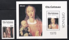 Grenada 1978 - Crăciun - Tablouri de D&uuml;rer, Timbru + Colita, MNH
