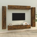 vidaXL Set dulap TV, 8 piese, stejar fumuriu, lemn prelucrat