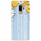 Husa silicon pentru Samsung S9 Plus, Sunflower On Blue Wood