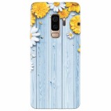 Husa silicon pentru Samsung S9 Plus, Sunflower On Blue Wood