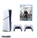Consola Sony Playstation 5 Slim, Ps5 Disk Edition 1tb + Doua Controllere + Assassin&#039;s Creed Valhalla PlayStation 5, Second-Hand