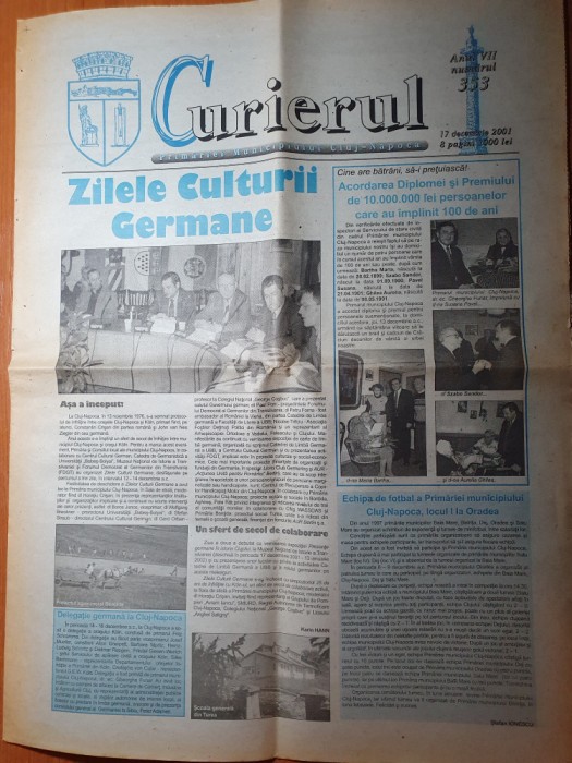 curierul primariei municipiului cluj napoca 17 decembrie 2001