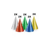 Set 10 coifuri petrecere holographic, mix culori, 16 cm