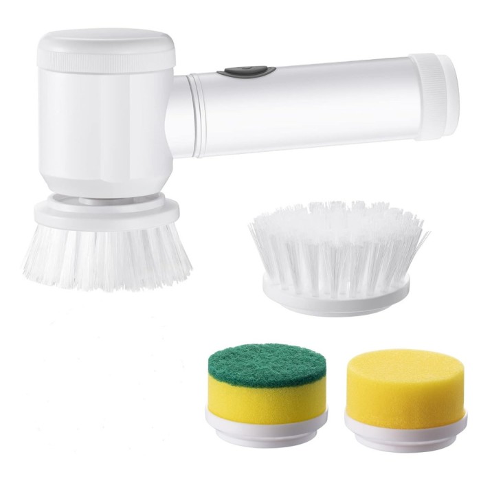 Perie electrica multifunctionala, pentru suprafete multiple, bucatarie, baie, mobilier, fara fir, 3 Accesorii incluse, USB, Alb