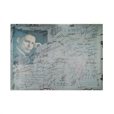 Ediția a XV-a a festivalului &amp;bdquo;George Enescu&amp;rdquo;, afiș de mari dimensiuni, semnat olograf, 2001 foto