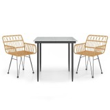 Cumpara ieftin Set mobilier de gradina, 3 piese, poliratan