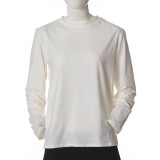 Bluza alba simpla cu maneca lunga si croi lejer