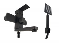 Baterie cada MIXXUS KUB-009 (EURO) BLACK din otel inoxidabil, Monocomanda, Furtun dus 150cm Innovative ReliableTools foto