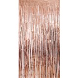 Perdea Franjurata, Cyrax, Model Decor Petrecere, pentru Fundal de Poze, Amenajare Colorata a Petrecerii, Dimensiune 100x200 cm, Roz Auriu
