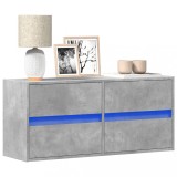 Cumpara ieftin Comodă TV de perete cu lumini LED, gri beton, 100x31x45 cm