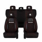 Set Huse Scaune Universale Racing Negru Personalizate cu Skoda nou