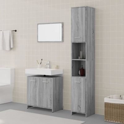 vidaXL Set mobilier de baie, 3 piese, gri sonoma, lemn prelucrat 3152717 foto