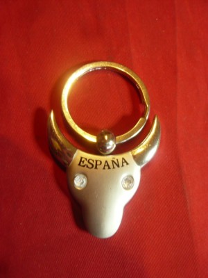 Breloc Spania- Cap de Taur cu ochi din cristal ,dim.=6,5x4,5cm foto