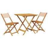 Cumpara ieftin Set mobilier bistro, 3 piese, textil bej/lemn masiv