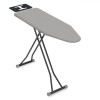 Masă de călcat metalică ajustabilă, 110x38x97.5cm, gri, husă bumbac, cadru oțel inoxidabil, bază silicon anti-alunecare