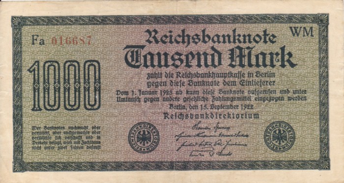 GERMANIA 1.000 marci 1922 VF!!!