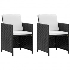 Set mobilier de exterior cu perne, 5 piese, negru, poliratan