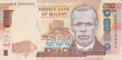Bancnota Malawi 500 Kwacha 2014 - P66 UNC foto