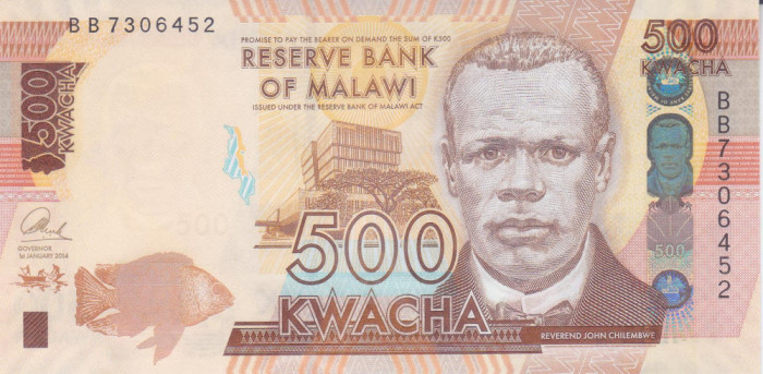 Bancnota Malawi 500 Kwacha 2014 - P66 UNC