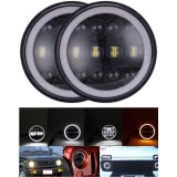 2 x LED Far Lumina Lampa 178mm/7inch 40W Hi/Low/DRL/Indicator Halo Intermitente Moto 12V 24V