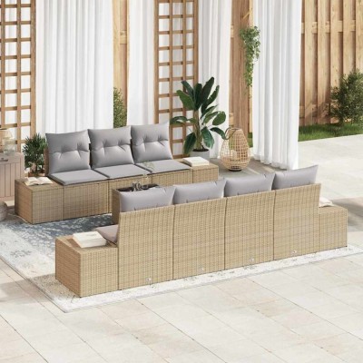 vidaXL Set de canapele pentru grădină 8 pcs Bej și gri 55 x 55 x 37 cm 3355639 foto