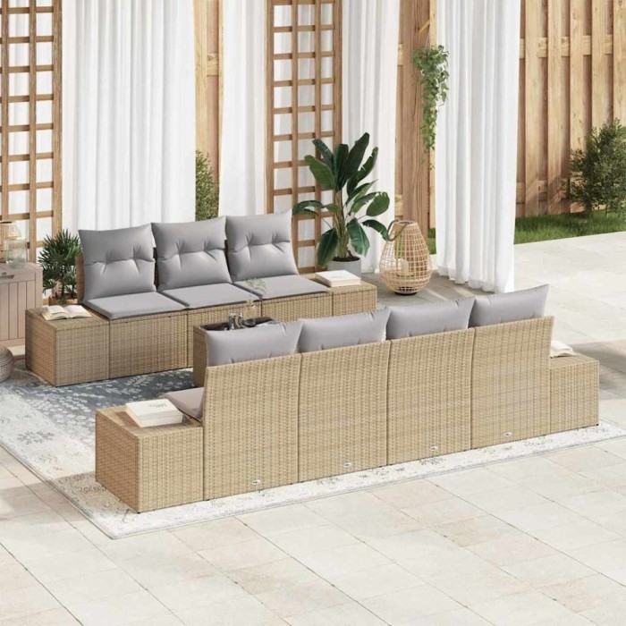 vidaXL Set de canapele pentru grădină 8 pcs Bej și gri 55 x 55 x 37 cm 3355639
