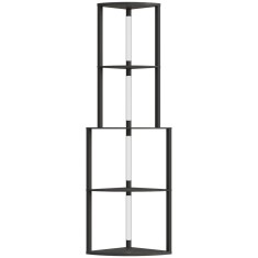 HOMCOM Lampadar pentru living, lampadar cu etajere de colț cu 4 nivele, luminozitate reglabilă, 55,5 x 39,5 x 163 cm, negru | Aosom Romania