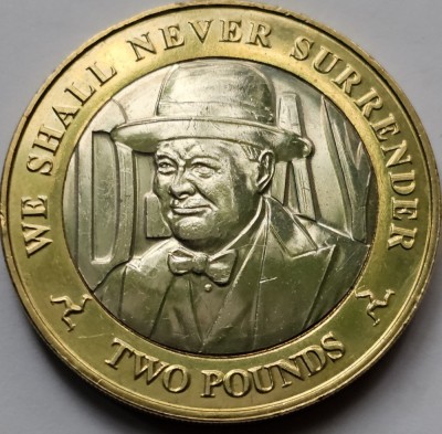 2 pounds 2019 Isle of Man, D Day - Churchill, km#1649 foto