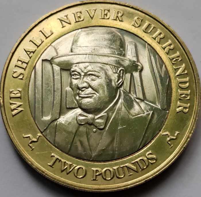 2 pounds 2019 Isle of Man, D Day - Churchill, km#1649