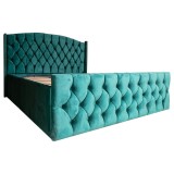 Pat Matrimonial Natalia tapitat cu somiera rabatabila diverse dimensiuni, culoare verde - 120x200