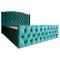 Pat Matrimonial Natalia tapitat cu somiera rabatabila diverse dimensiuni, culoare verde - 160x200