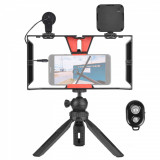 Cumpara ieftin Kit vlogging profesional,trepied,suport telefon,microfon,mini panou LED + telecomanda Bluetooth - Andoer, Dactylion