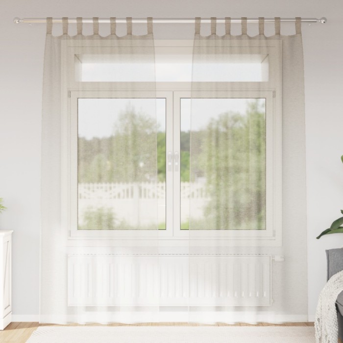 vidaXL Perdele cu perdele 2 pcs Nisip Poliester