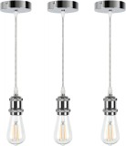 Set de 3 lustre tip pendul Befurglor, metal, crom, 10 x 120 cm
