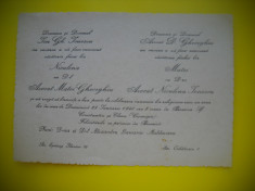 HOPCT DOCUMENT VECHI NR 534 INVITATIE LA NUNTA 1940 AVOCAT BUCURESTI foto