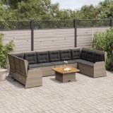 vidaXL Set mobilier de grădină cu perne, 7 piese, gri, poliratan