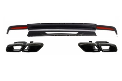Difuzor Bara Spate Mercedes Clasa S W222 Sport Line (2013-06.2017) cu Ornamente Sistem Evacuare Tobe Negre Performance AutoTuning foto
