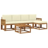 vidaXL Set de canapele de exterior 6 pcs Natural și Crem Poliester 3385156