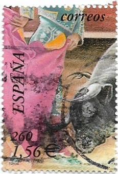 Spania (3) - Bull Fighting, 2001 - 1,56 Eur, obliterata foto