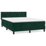 Cumpara ieftin Pat box spring cu saltea, verde inchis, 140x200 cm, catifea