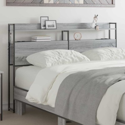 vidaXL Tăblie cap cu raft cu headboard sonoma gri 140 cm Lemn compozit 859698 foto