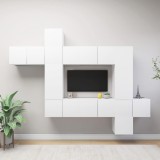 vidaXL Set dulap TV, 10 piese, alb, PAL