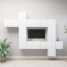 vidaXL Set dulapuri TV, 10 piese, alb, lemn prelucrat foto
