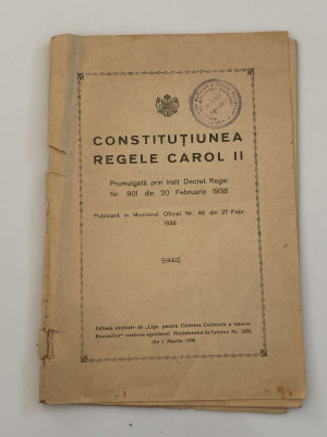 CONSTITUTIUNEA (constitutie veche) REGELE CAROL II decret regal din1938 foto