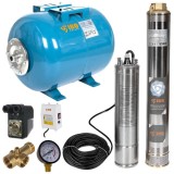 Kit hidrofor 50L cu pompa submersibila IBO Dambat 4SDM3/14, 1.1kW, debit 94l/min, H refulare 103m, racord 1.5&quot;, rezistenta la nisip