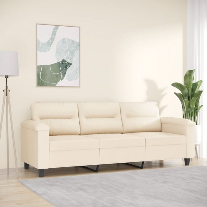 vidaXL Canapea cu 3 locuri, bej, 180 cm, țesătură microfibră 359572