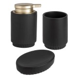 Cumpara ieftin Set Ceramic pentru Baie Negru cu Dunga Reliefata - 3buc