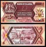 UGANDA █ bancnota █ 5 Shillings █ 1987 █ P-27 █ UNC █ necirculata